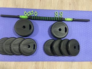 Mancuernas ajustables y barra