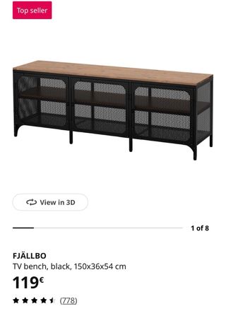 Mueble TV IKEA FJALLBO Negro/Madera