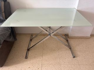 Mesa de centro cristal y metal