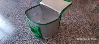 Nevera Bolso Mediano Playa Verde y Plateado