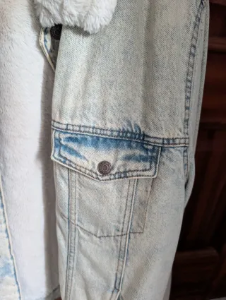 Chaqueta Vaquera Pull&Bear Forrada Beige/Azul