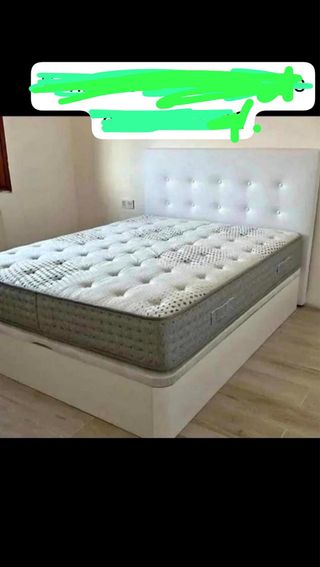 Cama con cabezal y 2 mesitas