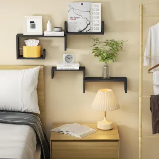 Estantería Flotante Negra y Marrón