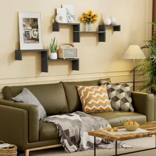 Estantería Flotante Negra y Marrón