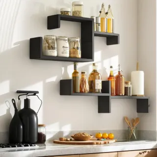 Estantería Flotante Negra y Marrón