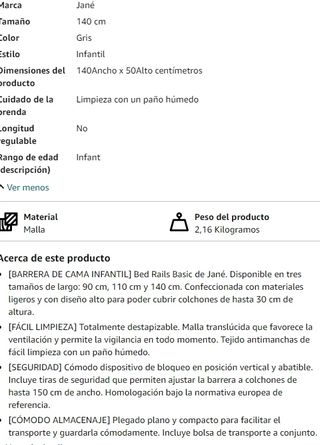 Jané Barrera de Cama Abatible 140 cm, Extra Alta y