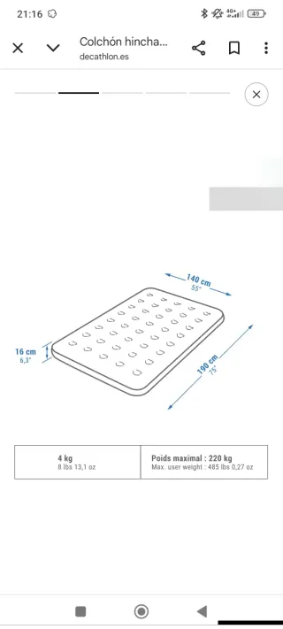 Carpa Decathlon con colchones