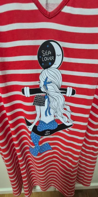 Vestido marinero rayas rojas y blancas
