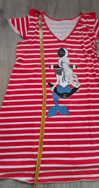 Vestido marinero rayas rojas y blancas