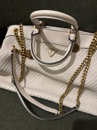 Bolso Guess Blanco y Dorado Mujer