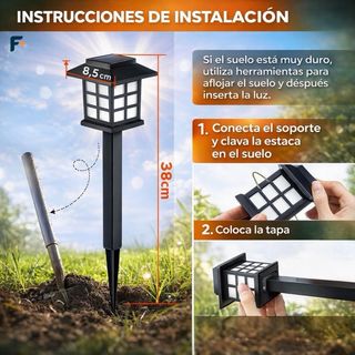12 luces solares LED para jardín