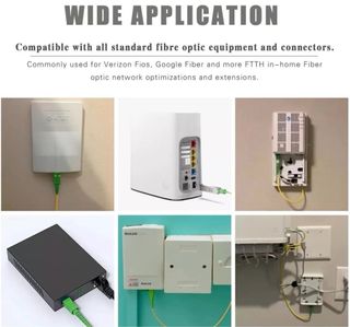 Arreglo de fibra optica y cable de internet.