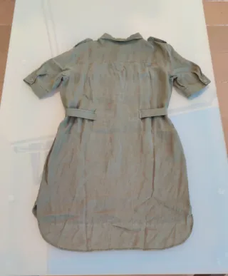 Vestido Lino Benetton Talla XS Verde Oliva