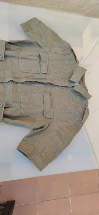 Vestido Lino Benetton Talla XS Verde Oliva