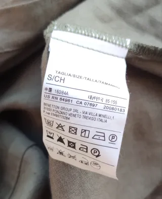 Vestido Lino Benetton Talla XS Verde Oliva