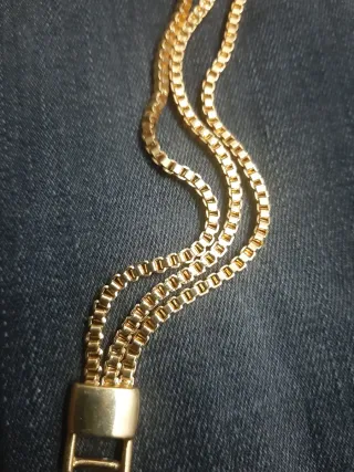 Pulsera chapada en oro tres mallas