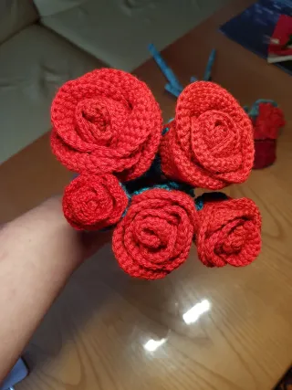 Rosas de ganchillo hechas a mano