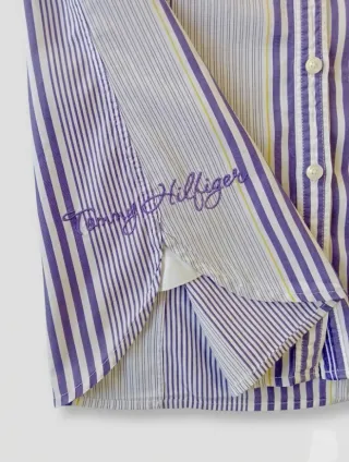Camicia Tommy Hilfiger donna righe viola ricamata