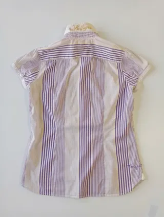 Camicia Tommy Hilfiger donna righe viola ricamata