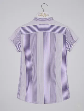 Camicia Tommy Hilfiger donna righe viola ricamata