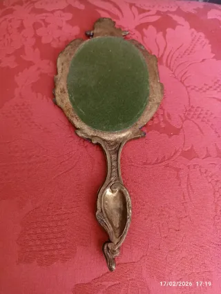 Espejo de mano latón antiguo