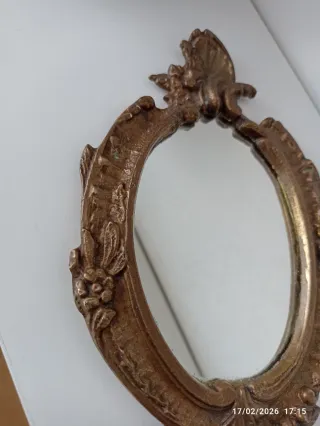 Espejo de mano latón antiguo