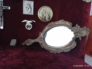 Espejo de mano latón antiguo