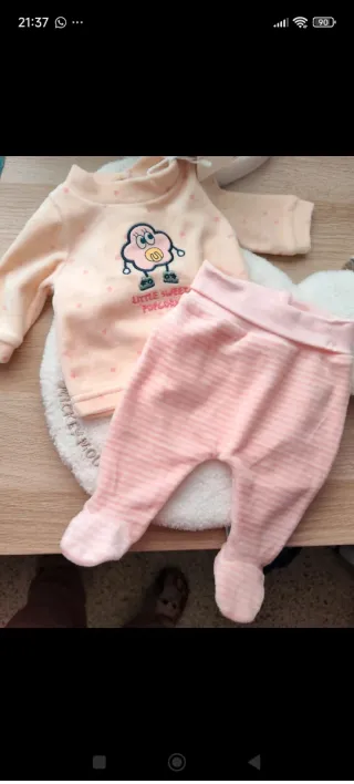 Conjunto bebé niña pompón rosa talla 00
