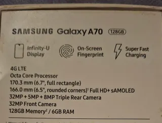 Samsung Galaxy A70 Caja y Móvil