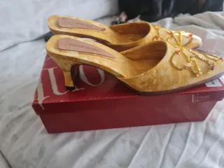 Mules Bordado  Cuentas T.39 Impecables