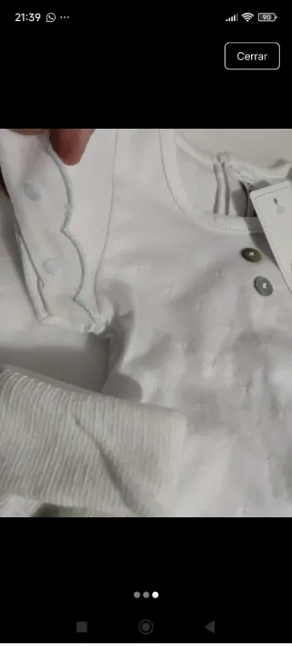 Conjunto bebé Calamaro blanco y azul talla 1 mes