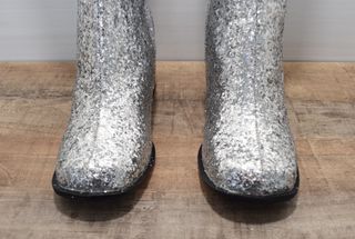 Botas altas estilo Go-go con brillibrilli plata 39
