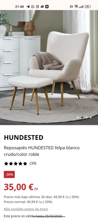 Sillón y reposapiés de borreguito