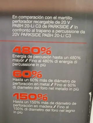 Martillo Perforador Parkside 20V Profesional