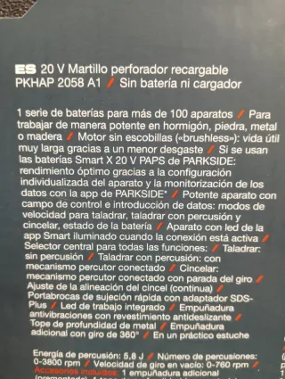 Martillo Perforador Parkside 20V Profesional