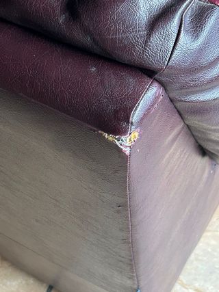 Sofá de piel burdeos 2 plazas