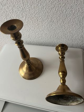 Pareja Candelabros Bronce Vintage