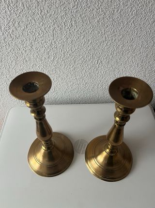 Pareja Candelabros Bronce Vintage