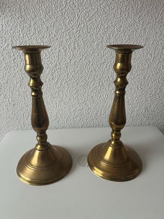 Pareja Candelabros Bronce Vintage