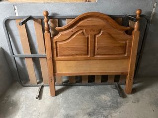 Cabecero y somier cama 105 madera y metal