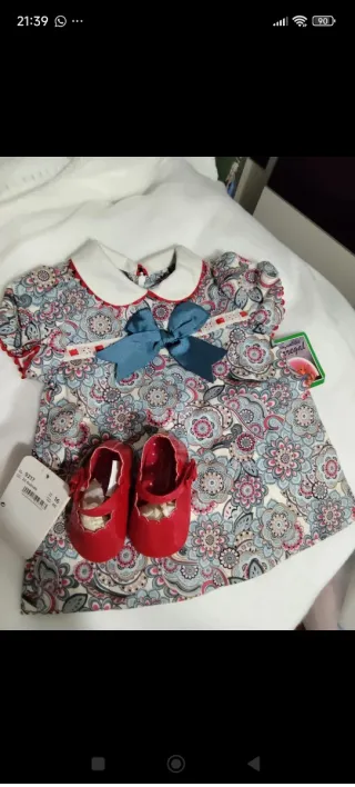 Vestido y zapatos bebé talla 1/3 meses