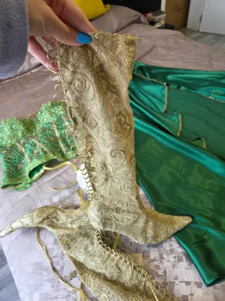 Botas altas encaje mujer beige/dorado