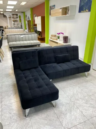 Sofá Cama Negro Tela