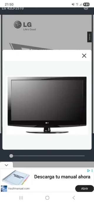 Televisión LG Modelo 42LF2510 - 42"