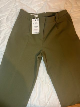 Pantalón de Pinza Zara Verde Oliva