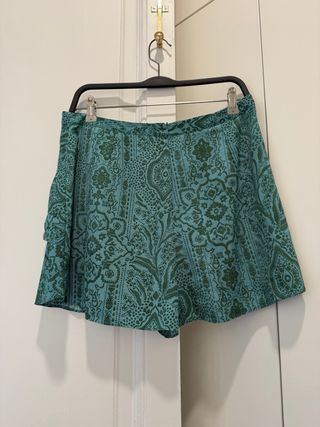 Falda pantalón Zara verde y turquesa