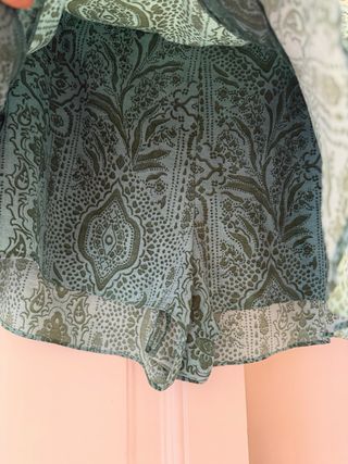 Falda pantalón Zara verde y turquesa