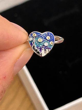 Anello Argento 925 Cuore Van Gogh Regolabile