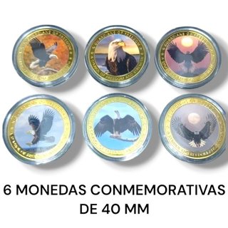 6 MONEDAS CONMEMORATIVAS DE 40 MM ÁGUILAS