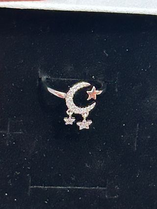 Anello Argento 925 Luna e Stelle Regolabile